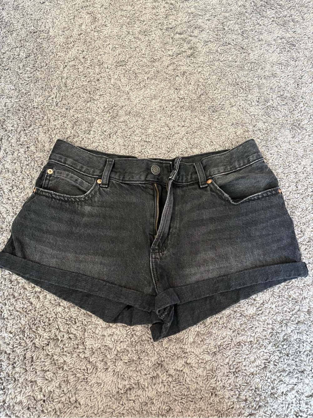 Garage Black High-Rise Rolled Hem Jean Shorts